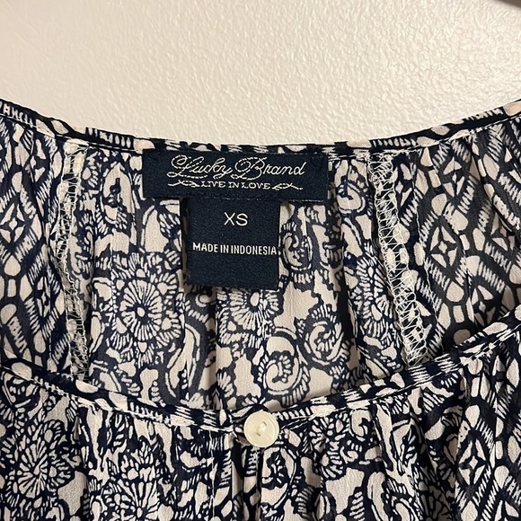 Lucky Brand Mixed Media Peasant Boho XS Blouse - Picture 3 of 10